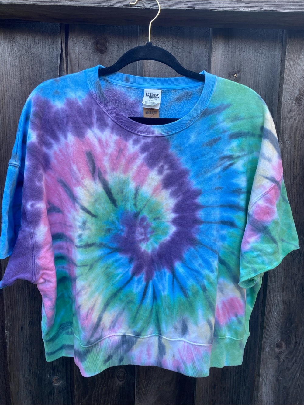 BNWT PINK Victoria's Secret Multicolor Tie-Dye Cropped Sweatshirt
